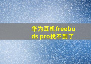 华为耳机freebuds pro找不到了